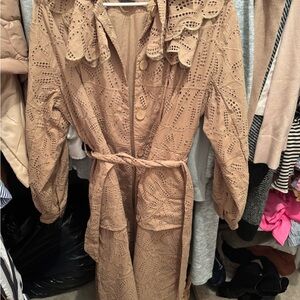 Tan Lace Trench Coat